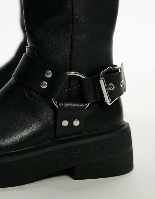 Topshop black biker boots sale