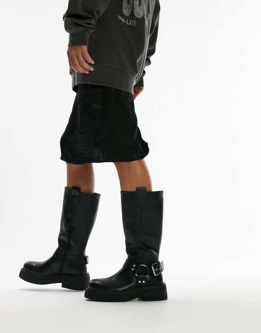 Topshop black 2025 biker boots