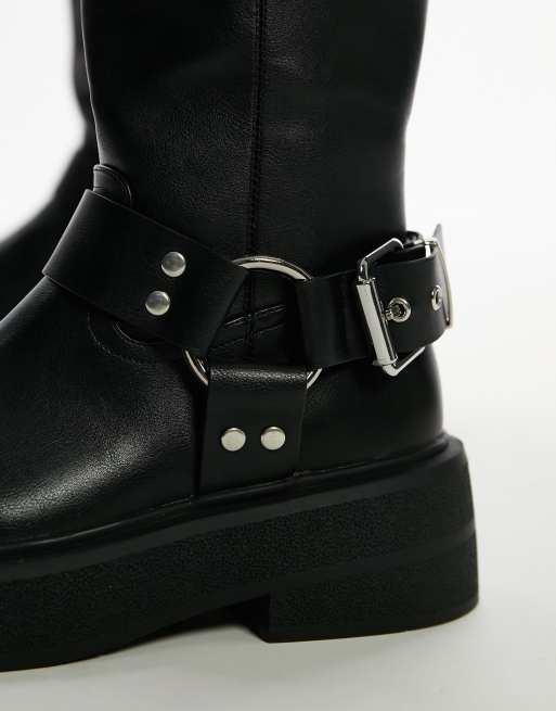 Topshop Wide Fit - Rambo - Chunky og sorte bikerstøvler, 2 af 4