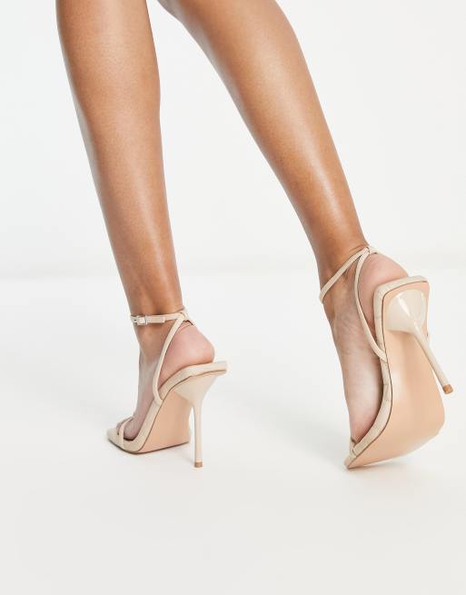 Topshop Wide fit Raya padded high heel sandal in natural , 2 of 4