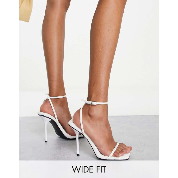 Topshop Wide Fit Raya padded high heel sandal in white