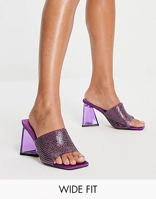 Topshop - wide fit royal block heel mule in purple