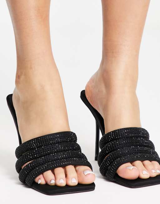 Topshop Wide Fit – Summer – Verzierte Mules in Schwarz mit Absatz, weite Passform, 2 von 4