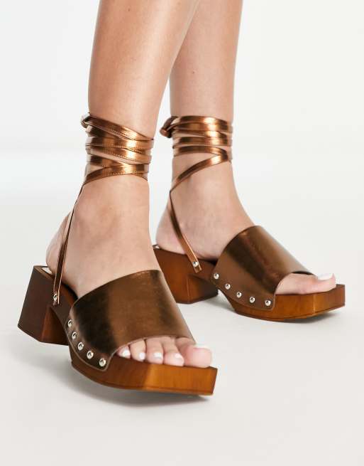 Bronze mid hot sale heel sandals