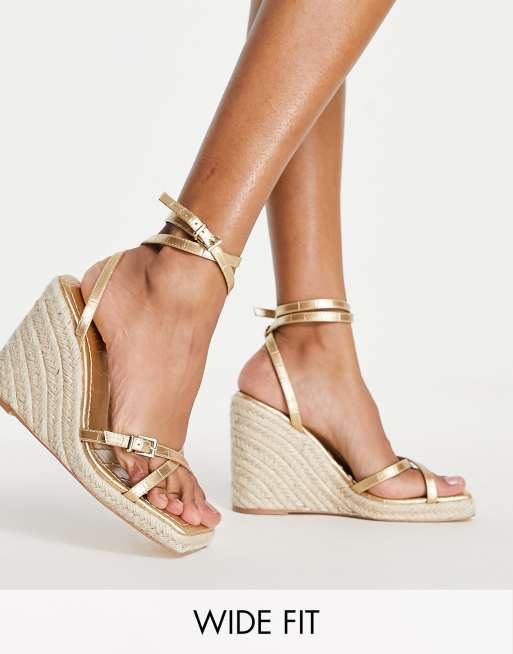 Gold espadrille sale wedges