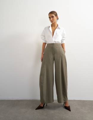 Topshop Wide Leg Flowing Trouser In Multi