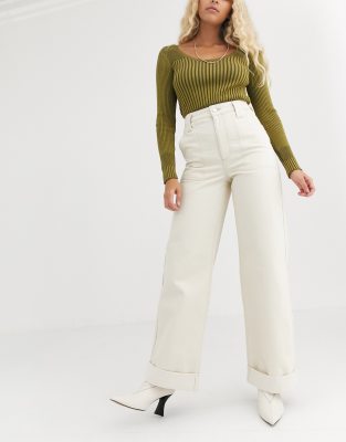 topshop cream jeans