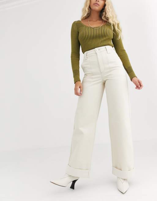 Cream wide shop leg jeans