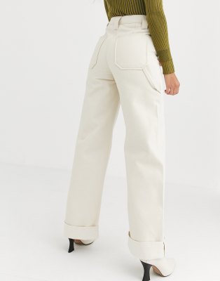 wide cream jeans