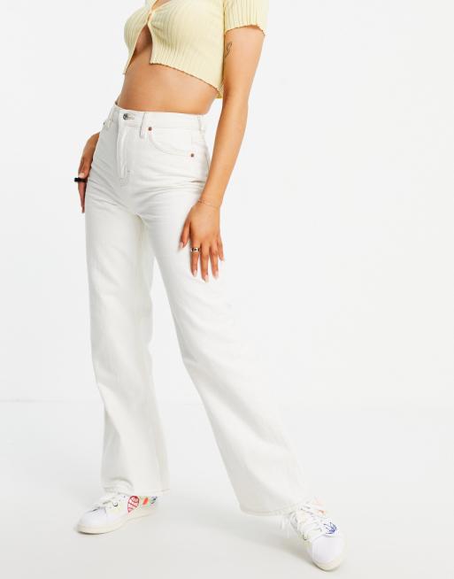 Topshop low rise wide leg jeans in white