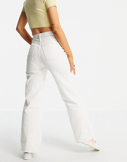  Topshop wide leg jeans in off white 