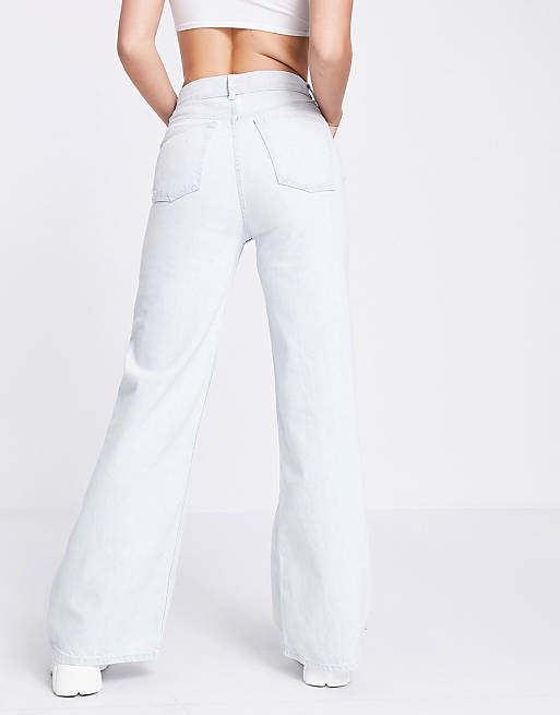  Topshop wide leg jeans with front seams in bleach 