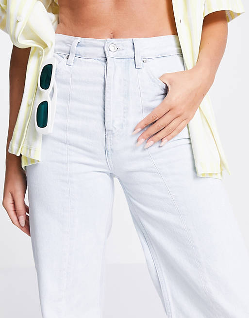  Topshop wide leg jeans with front seams in bleach 