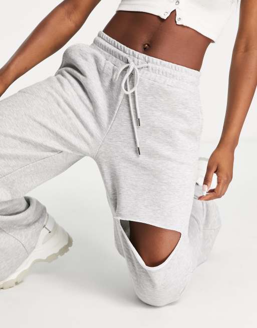 Ripped hot sale grey joggers