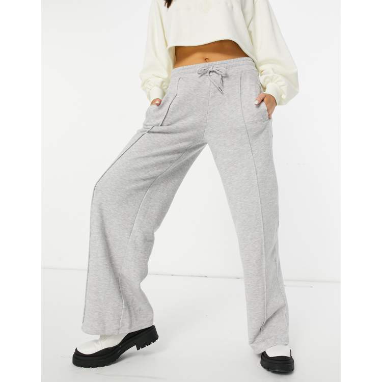 Topshop wide leg jogger with leg rip in grey