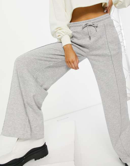 Bershka wide leg jogger in grey marl, ASOS