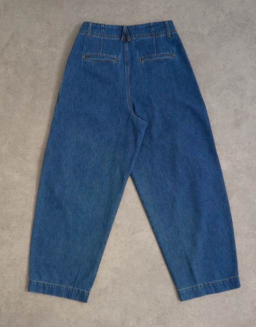Topshop wide leg pleated tailored jeans in indigo, 7 of 7