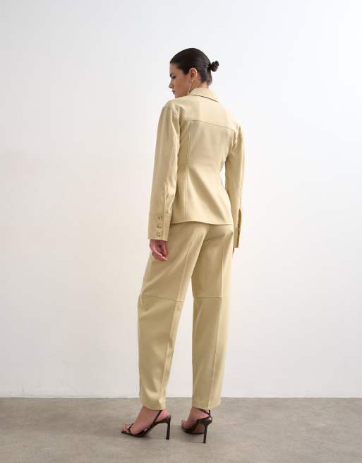 Topshop wide leg slouchy pants in sage - part of a set, 5 of 5