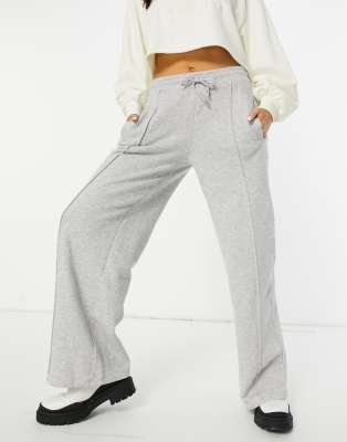 Topshop wide leg sweatpants in gray heather | ASOS