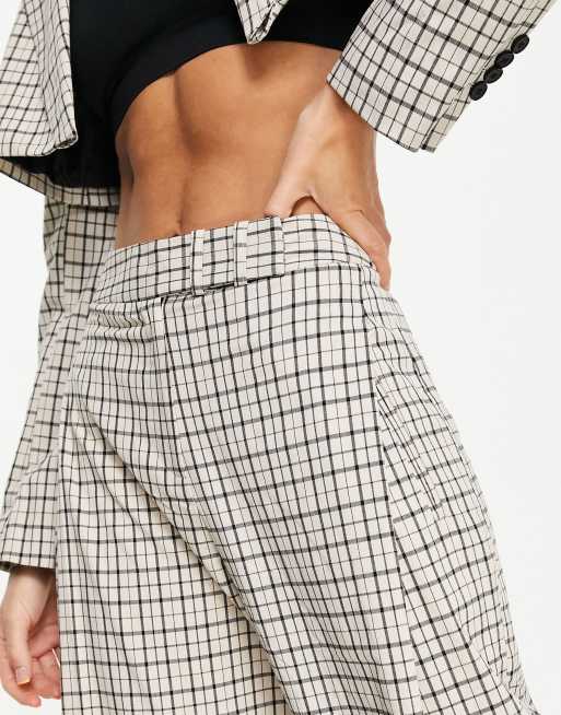 Topshop wide legged pants in check print ASOS