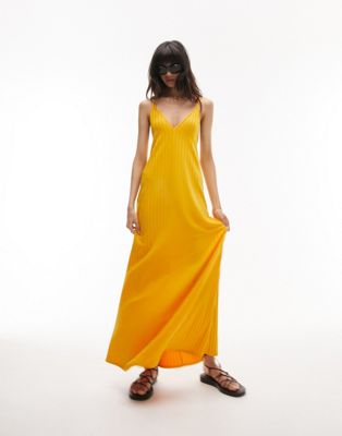 Shop Topshop Wide Rib Chuck On Jersey Maxi Dress In Saffron-orange