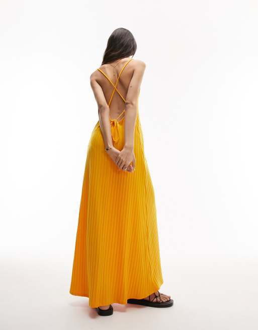 Topshop wide rib chuck on jersey maxi dress in saffron, 2 of 4