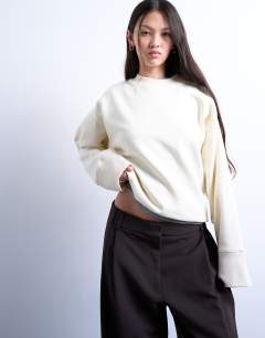 Wide sleeve sweat in ecru