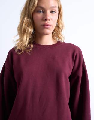 Topshop Wide Sleeves Sweatshirt In Burgundy