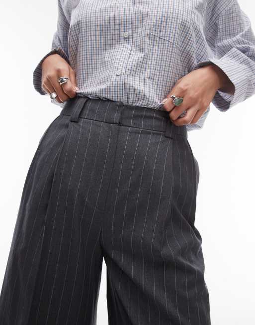 Topshop wide straight leg pinstripe tailored trouser co-ord in