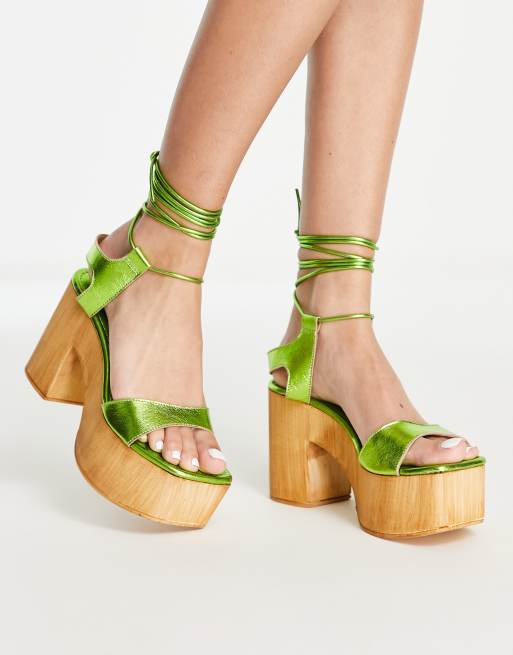 Lace up ghillie block on sale heels