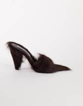 Topshop Willa cone heel mule in chocolate hair on real leather 