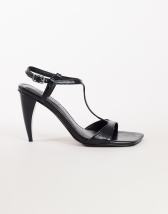 Topshop Willow T bar banana heel sandal in black