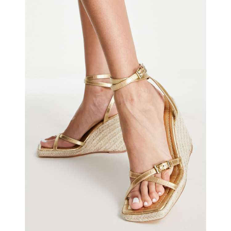 slachtoffer Email Geroosterd Topshop Wilma high wedge espadrilles in gold | ASOS