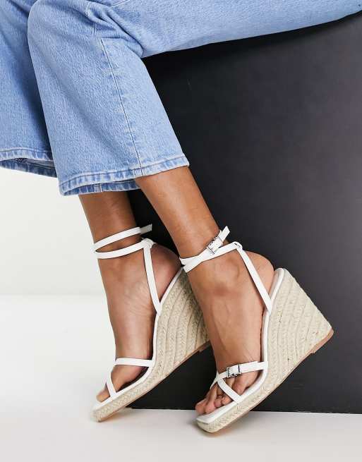 Topshop - Wilma - Høje espadrille-sko med kilehæl i hvid