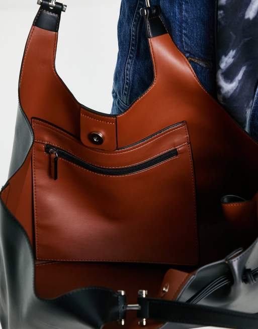 Topshop wing PU tote in black, 3 of 4