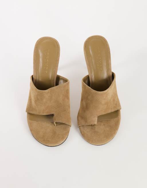 Topshop Winnie äkta mocka mule med tårem och klack i taupe, 2 av 4