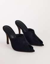 Topshop Winona high vamp peep toe heeled sandal in black suede