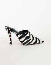 Topshop Winona high vamp peep toe heeled sandal in zebra hair on real leather