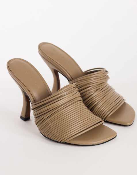 Topshop Wisteria mule à brides à talon en taupe - view 1