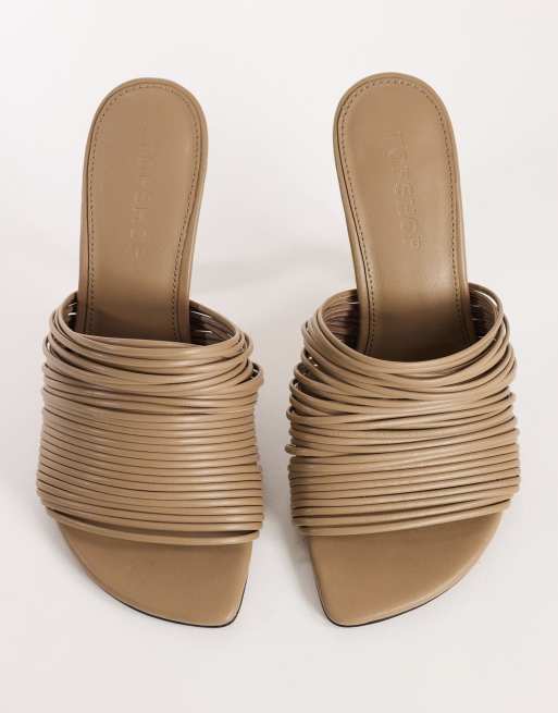 Topshop Wisteria mule à brides à talon en taupe, 3 de 4