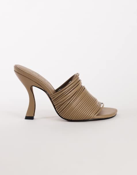 Topshop Wisteria mule de tacón con tiras en topo - view 1