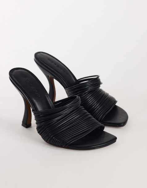 Topshop Wisteria Riemchen-Mule mit Absatz in Schwarz - view 1