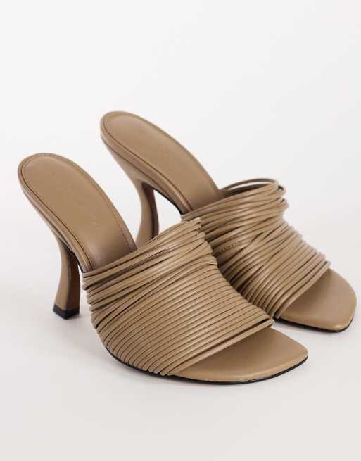 Topshop Wisteria Riemchen-Mules mit Absatz in Taupe, 2 von 4