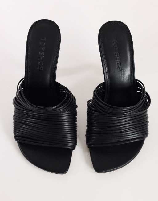 Topshop Wisteria strappy heeled mule in black, 3 of 4
