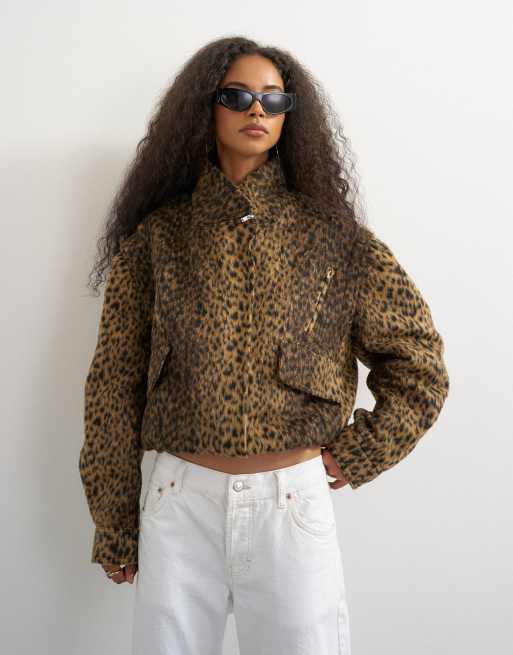 Topshop wool blend jacket in animal print | ASOS