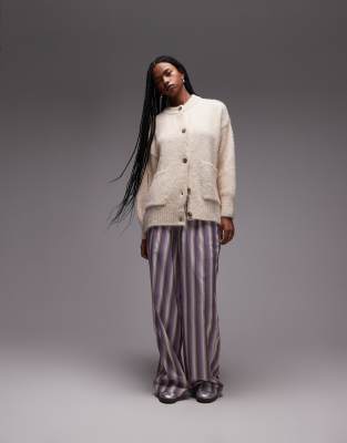 Topshop Wool Blend Oversized Cardigan In Yellow