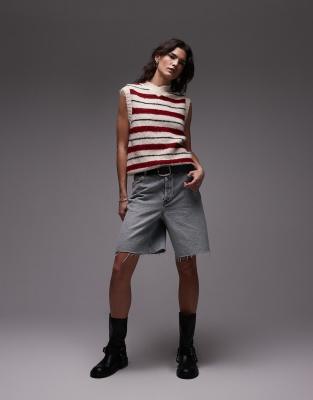 Topshop Wool Look High Neck Tank In Multi