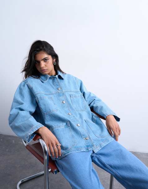 Topshop - Worker-jakke i afbleget denim - view 1