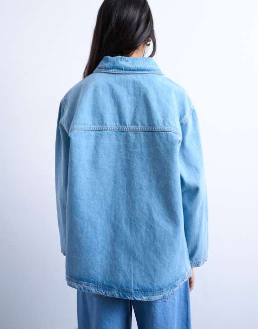 Topshop - Worker-jakke i afbleget denim, 4 af 4