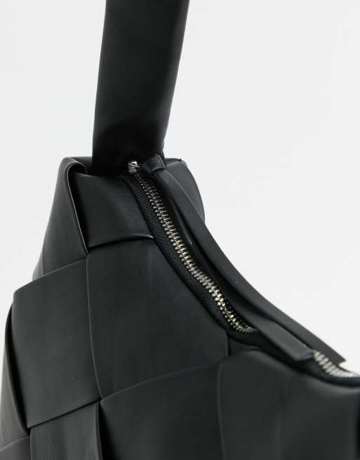 Topshop woven shoulder bag in black